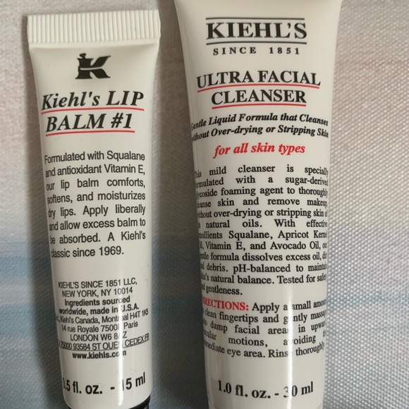 Kiehl’s Makeup Cosmetic Pouch/Bag Cleanser Toner Lip Balm Set - Picture 8 of 11